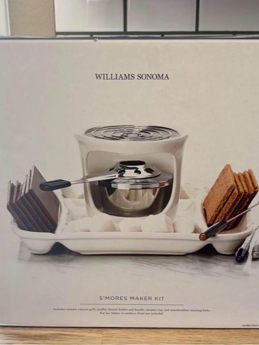 New in Box-Williams Sonoma Cream S'mores Kit with Stainless Steel Pot